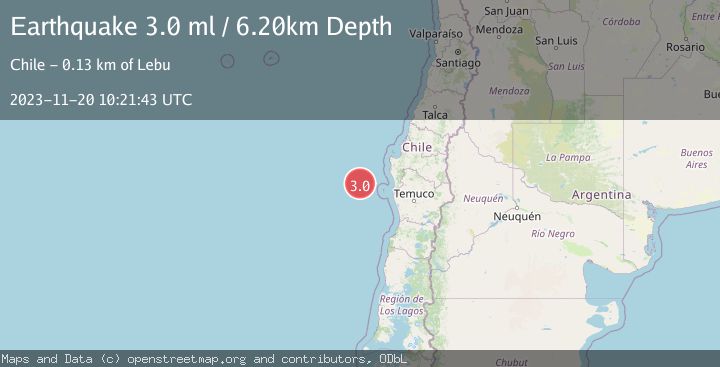 Map of OFF COAST OF ARAUCANIA, CHILE