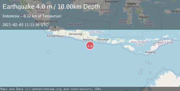 Map of SOUTH OF JAVA, INDONESIA