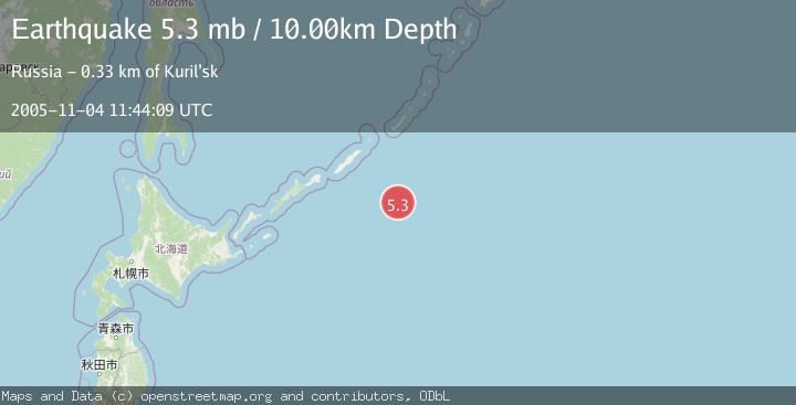 Map of EAST OF KURIL ISLANDS