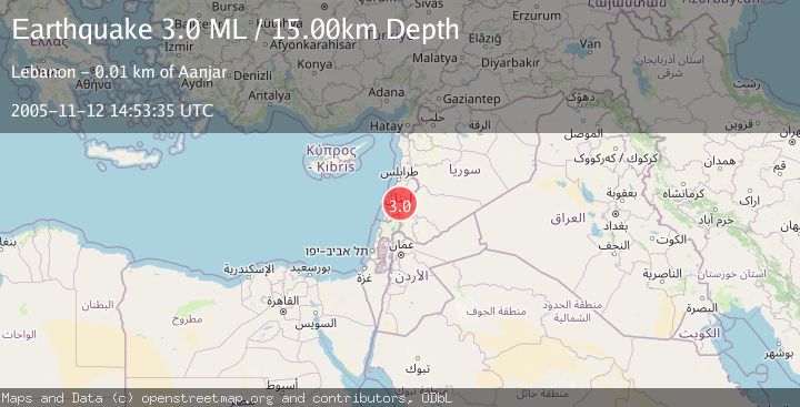 Map of LEBANON - SYRIA REGION