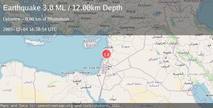 Map of LEBANON - SYRIA REGION