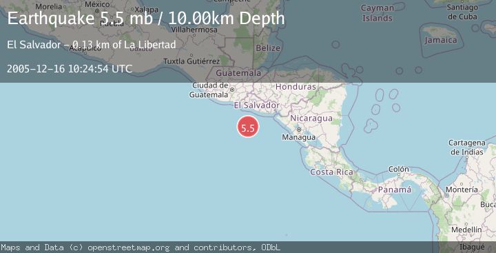 Map of OFF THE COAST OF EL SALVADOR