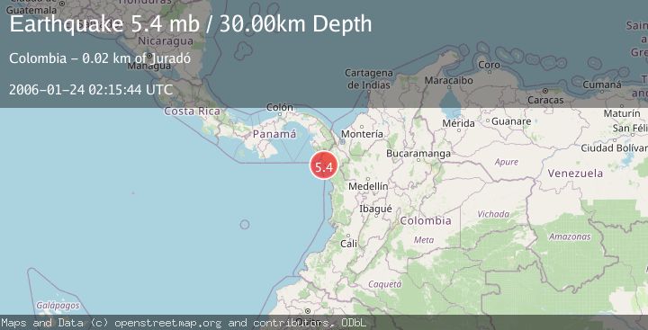 Map of NEAR WEST COAST OF COLOMBIA