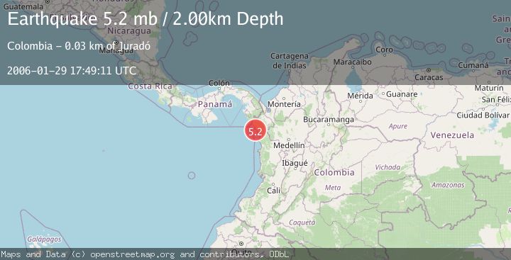 Map of NEAR WEST COAST OF COLOMBIA