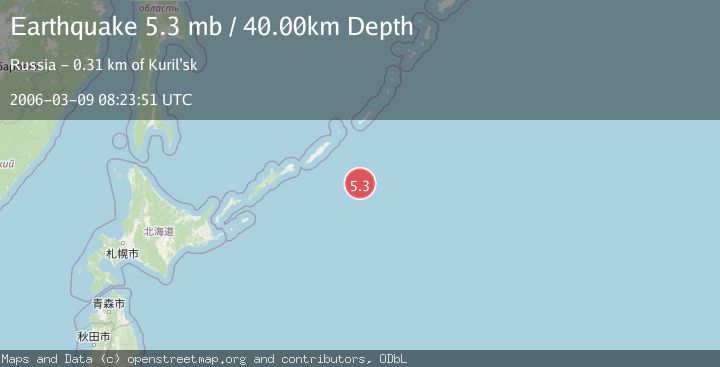 Map of EAST OF KURIL ISLANDS