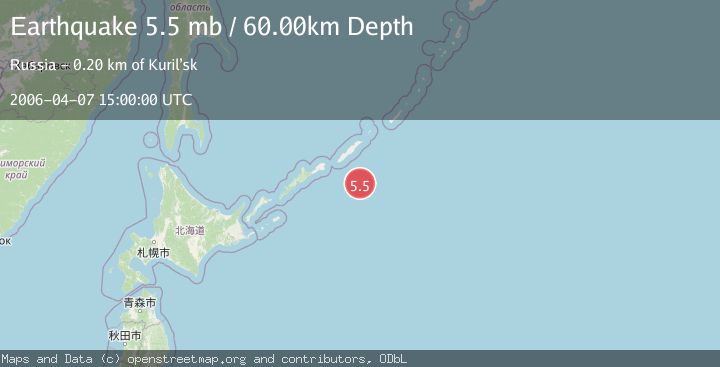 Map of EAST OF KURIL ISLANDS