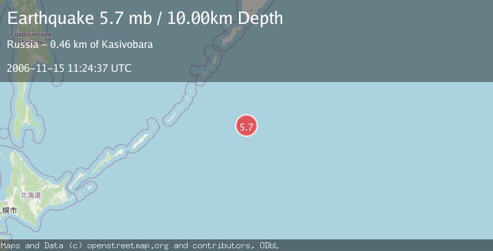 Map of EAST OF KURIL ISLANDS