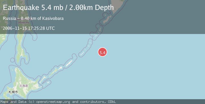 Map of EAST OF KURIL ISLANDS