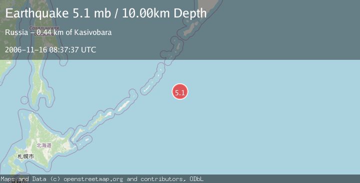 Map of EAST OF KURIL ISLANDS