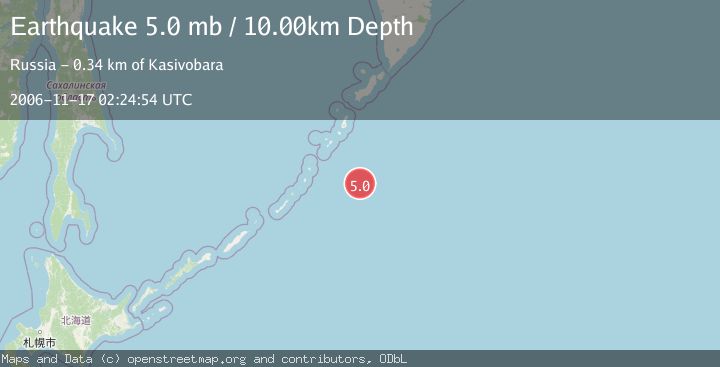 Map of EAST OF KURIL ISLANDS