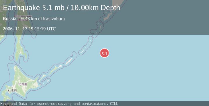 Map of EAST OF KURIL ISLANDS