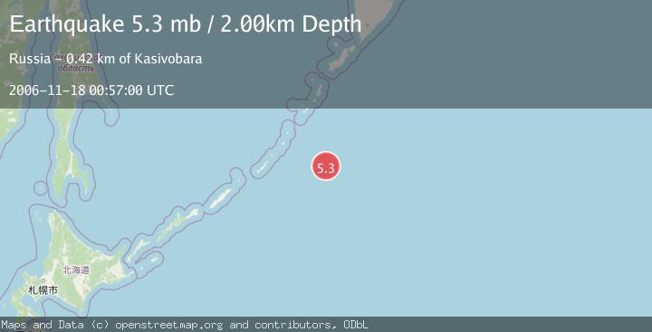 Map of EAST OF KURIL ISLANDS