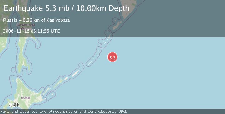 Map of EAST OF KURIL ISLANDS
