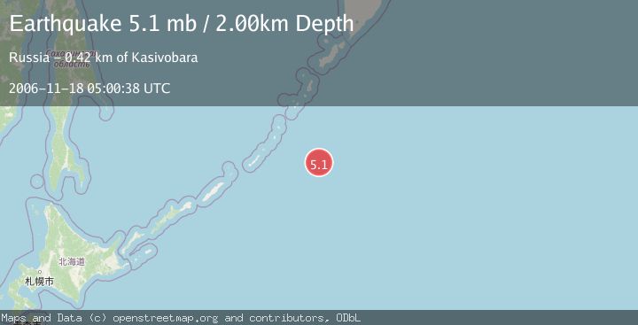 Map of EAST OF KURIL ISLANDS