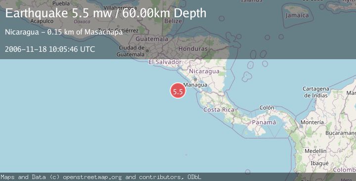 Map of NEAR COAST OF NICARAGUA