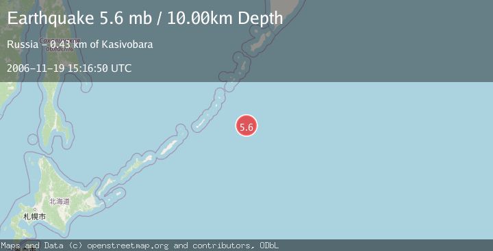 Map of EAST OF KURIL ISLANDS