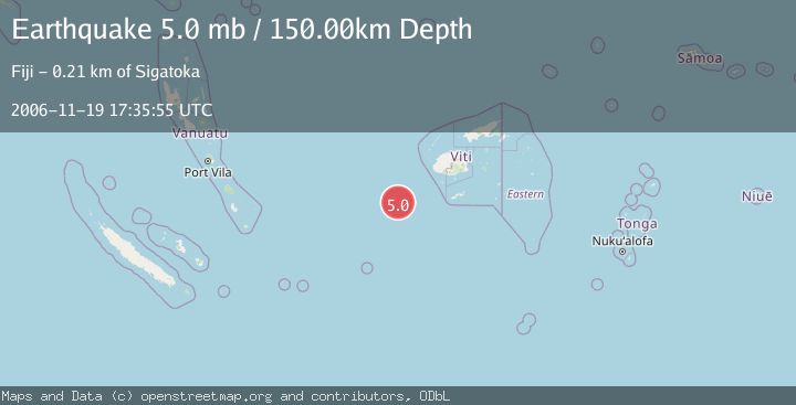 Map of SOUTH OF FIJI ISLANDS