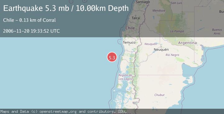 Map of OFF COAST OF LOS LAGOS, CHILE