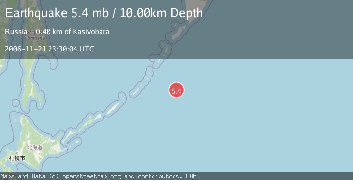 Map of EAST OF KURIL ISLANDS