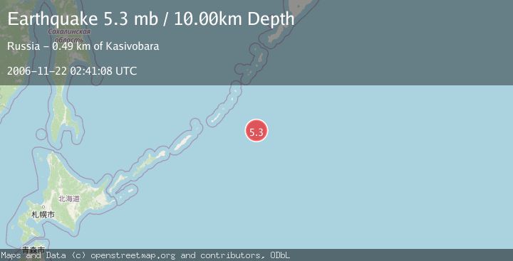 Map of EAST OF KURIL ISLANDS