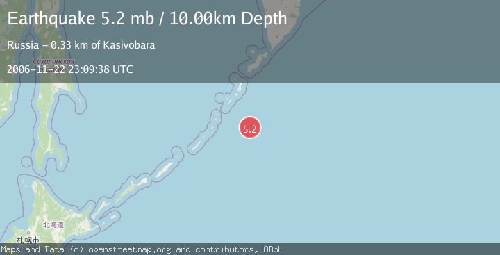 Map of EAST OF KURIL ISLANDS