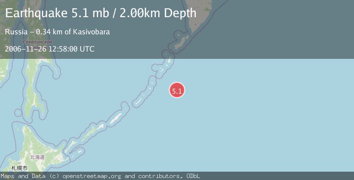 Map of EAST OF KURIL ISLANDS