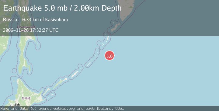 Map of EAST OF KURIL ISLANDS