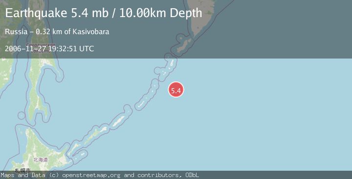 Map of EAST OF KURIL ISLANDS