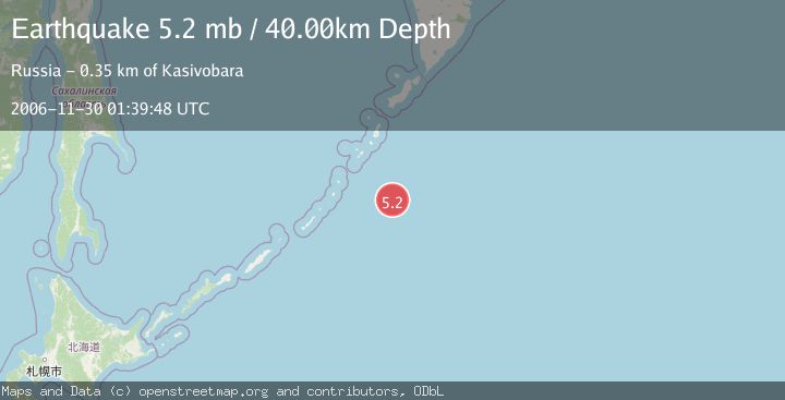 Map of EAST OF KURIL ISLANDS