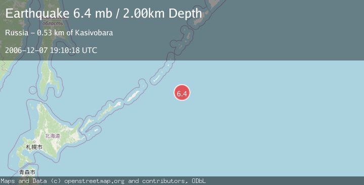 Map of EAST OF KURIL ISLANDS