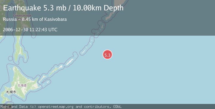 Map of EAST OF KURIL ISLANDS