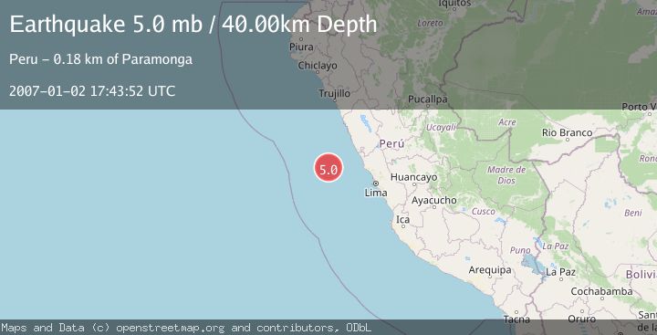 Map of OFF COAST OF CENTRAL PERU