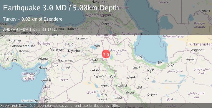 Map of TURKEY-IRAN-IRAQ BORDER REGION