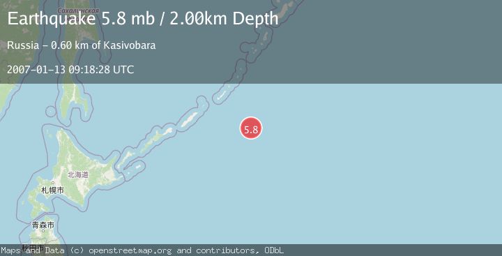 Map of EAST OF KURIL ISLANDS