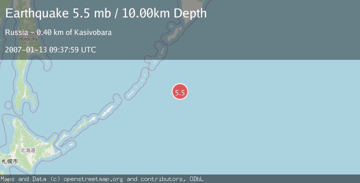 Map of EAST OF KURIL ISLANDS