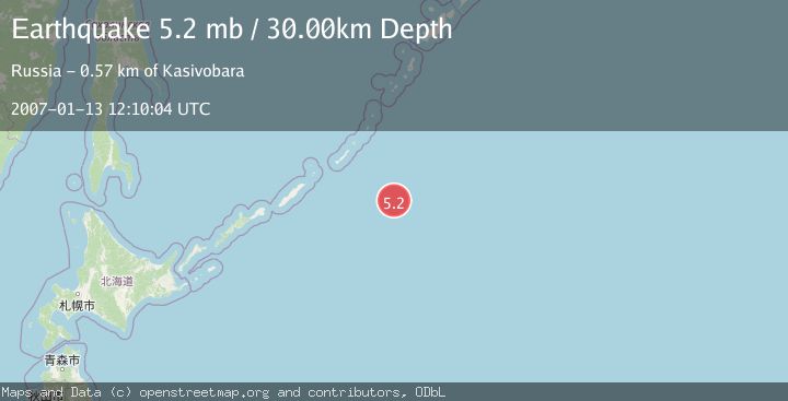 Map of EAST OF KURIL ISLANDS