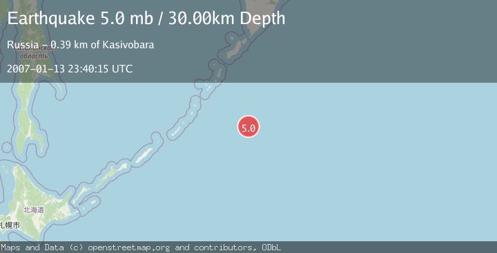 Map of EAST OF KURIL ISLANDS