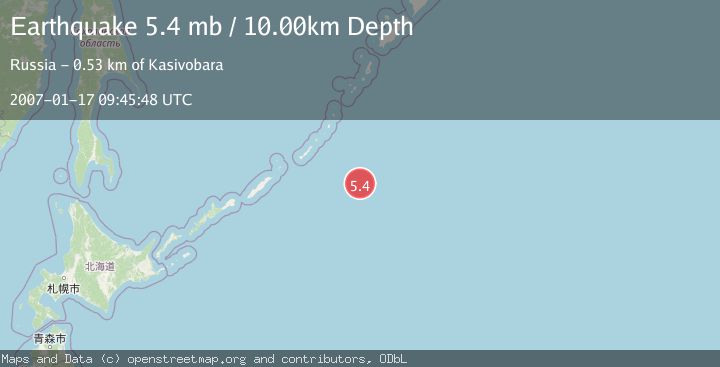 Map of EAST OF KURIL ISLANDS
