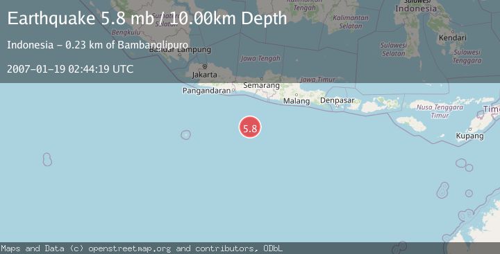 Map of SOUTH OF JAVA, INDONESIA
