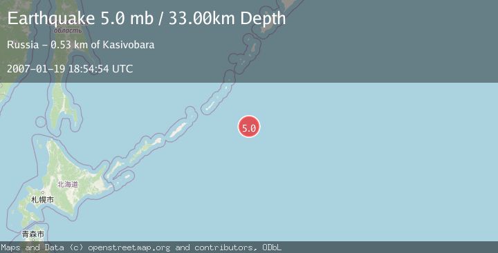Map of EAST OF KURIL ISLANDS