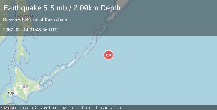 Map of EAST OF KURIL ISLANDS