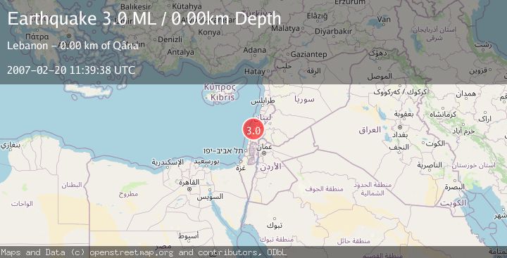 Map of LEBANON - SYRIA REGION