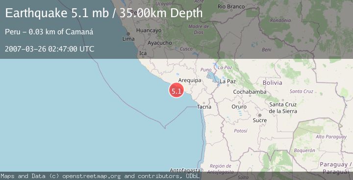 Map of NEAR COAST OF SOUTHERN PERU