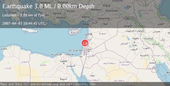 Map of LEBANON - SYRIA REGION