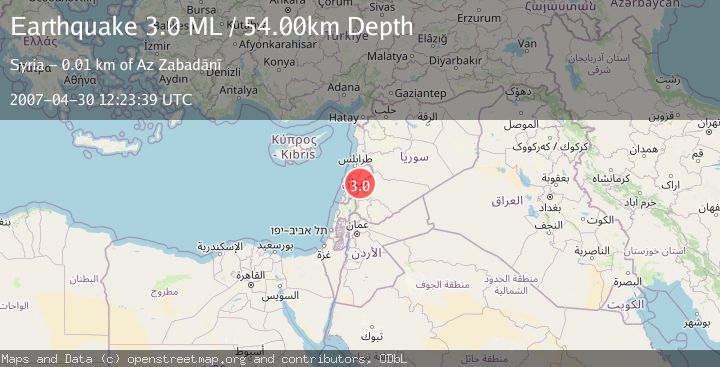 Map of LEBANON - SYRIA REGION