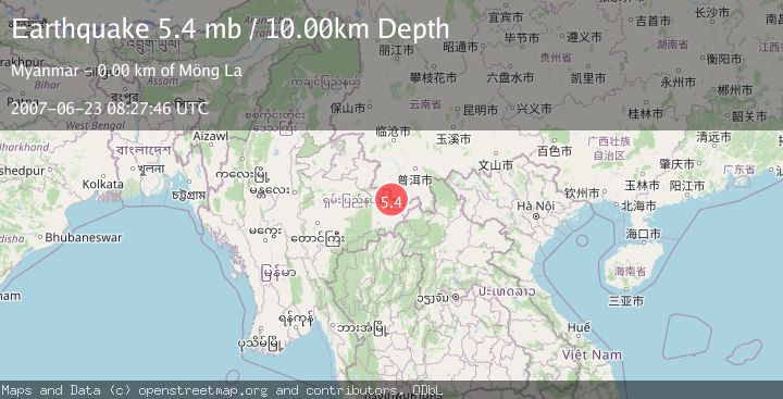 Map of MYANMAR-CHINA BORDER REGION