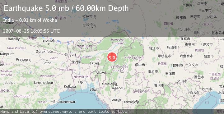 Map of ASSAM - NAGALAND REGION, INDIA