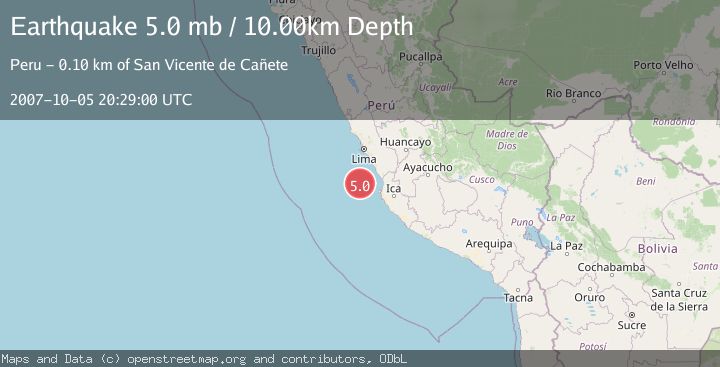 Map of OFF COAST OF CENTRAL PERU