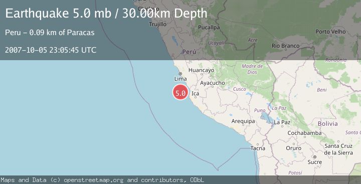 Map of OFF COAST OF CENTRAL PERU