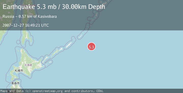 Map of EAST OF KURIL ISLANDS